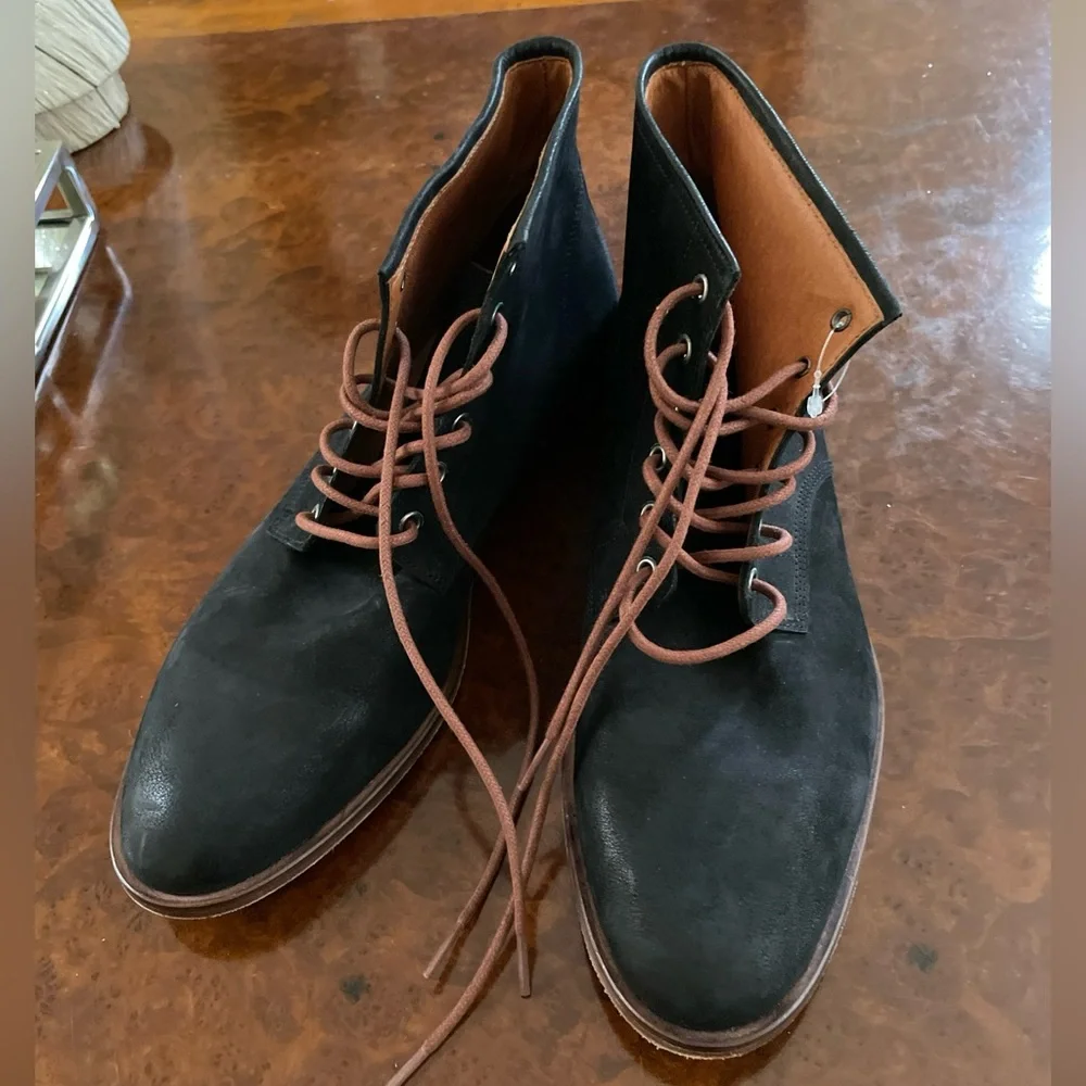 WARFIELD & GRAND Plain Toe Chukka Boots In Black Size 13 $189 NWOB